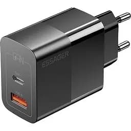 Мережевий зарядний пристрій Essager Pinchen 33W Travel Phone Charger USB A + TYPE C EU Black (ECTAC-PCB01-P)