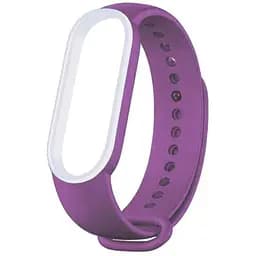 Ремінець Uwatch Double Color Replacement Silicone Band For Xiaomi Mi Band 5/6/7 Purple/White Line
