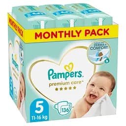 Набір підгузків Pampers Premium Care 5 (11-16 кг), 136 шт. (2 уп. по 68 шт.)