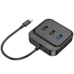 Конвертер хаб Hoco HB38 Easy link 7-in-1 Multiport адаптер (HDTV + SD / TF + Usb3.0 + Usb2.0x2 + PD 100 W) - мініатюра 4