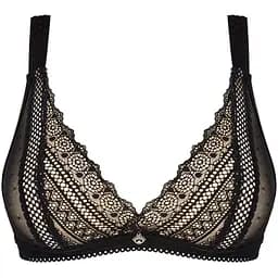 Кружевный бюстгальтер с треугольной чашкой Obsessive Estiqua bra XS/S, черный, широкие лямки