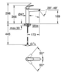Змішувач для умивальника XL-Size Grohe Eurosmart New 23971003 Хром - мініатюра 2