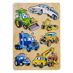 Дерев'яний пазл-вкладиш Машинки-великий 7 елементів Ubumblebees 1х23х33 см det0009878