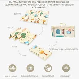 Дитячий двосторонній складаний килимок Poppet Транспорт і Зоопілоти, 150х180 см (PP005-150) - мініатюра 11
