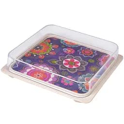 Тарелка Fissman из бамбукового волокна для хранения пищи purpur с пластиковой крышкой 16x16x3 см (8954)