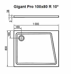 Душовий піддон Ravak Gigant Pro 100X80 R 10° XA05A40101P - мініатюра 5