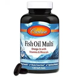 Мультивітаміни та мінерали з Омега-3 Carlson Fish Oil Multi 120 желатинових капсул