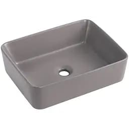 Раковина накладная Qtap Tern Stone grey, прямоугольная, с донным клапаном QT17116069SG