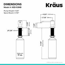 Дозатор для миючого засобу Kraus матовий чорний KSD-53MB, Чорний матовий - мініатюра 4