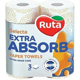 Паперові рушники Ruta Selecta Extra Absorb, тришарові, 2 рулони
