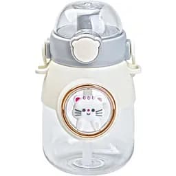 Пляшка для води Happy Life дитяча 820 мл з ручкою та ремінцем сірий HPGM2217G - мініатюра 2