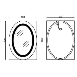 Дзеркало Mixxus Plain MV02-50x70 (годинник, LED-підсвічування, антизапотівання) MI6010 - мініатюра 2