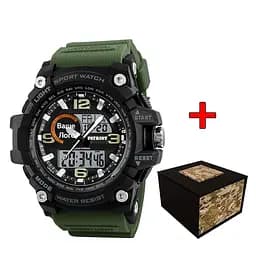 Наручные часы мужские 012AG Ваше лого Чорні з зеленим + Коробка Patriot acs0031017