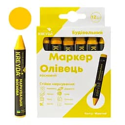 Маркер для розмітки - Універсальна крейда воскова, жовтий, 12шт.