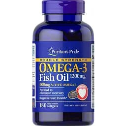 Жирні кислоти Puritan's Pride Double Strength Omega-3 Fish Oil 1200 мг 180 капсул