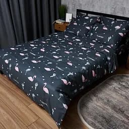 Комплект постельного белья Moon&Star Satin Elit Flamingo Полуторный Евро 160х220 см наволочки 4х70х70 см