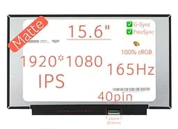 Матриця B156HAN12.H екран для ноутбука 15.6" IPS / 165Hz G-Sync+FreeSync / 1920×1080 /, матова / 40pin 0.5mm / 300nit / 100% sRGB / 85°.85°.85°.85° / 1000:1