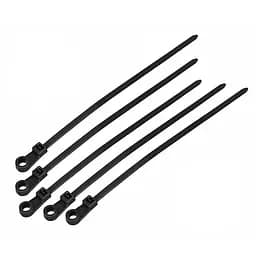 Стяжки для кабелю, 200 мм х 5,0 мм, 100 шт, чорний, з отвором під дюбель
