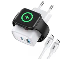 Зарядний пристрій TOPADRE для Apple Watch, 3-в-1, 22 Вт, USB-C, біле