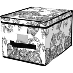 Кошик Idea Home Anthracite Flowers NP-101L прямкутний з кришкою 40x30x25 см (NP-101L прям. ткан. з/кр Anthracite Flower)