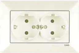 Розетка подвійна із заземленням VIKO Meridian Кремовий (90970256-WH)