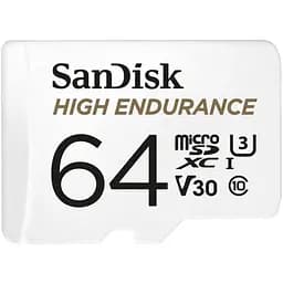Карта памяти microSDXC (UHS-1 U3) SanDisk High Endurance 64Gb class 10 V30 (100Mb/s) (adapterSD)