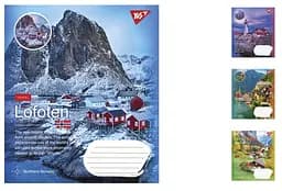 Зошити учнівські 60 аркушів лінія. YES Northern travel, зошит дя записів 10 шт. в упаковці