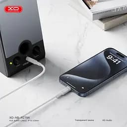 Адаптер XO NB-R279A IP to 3.5 Brushed Clear Audio Cable Білий - мініатюра 2