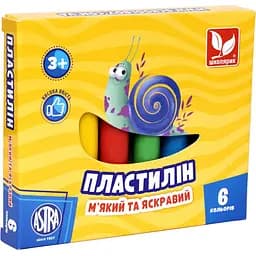 Пластилин восковой Школярик, круглый, 6 цветов, 78 г (83811905-UA)
