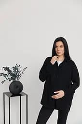 Сорочка вельветова для вагітних та годуючих мам Varna розмір XXL-3XL Lullababe Чорний - мініатюра 6