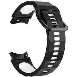 Ремінець для Samsung Galaxy Watch 5 40mm - чорно-білий ширина кріплення 20мм силікон розмір L Watchbands Ribbed (W11-8WB66250031)