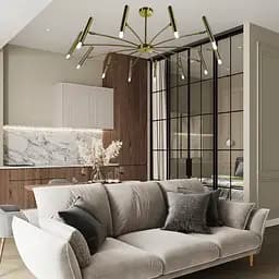 Латунна трубчаста люстра з 12 регулюючими плафонами | Арт. ST01/12 AB | Line F