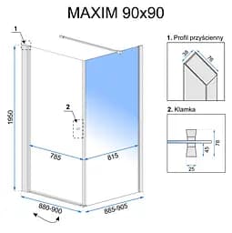 Душова кабіна Rea Maxim 90x90 L REA-K0263, Хром, Ліва, прозорий - мініатюра 7