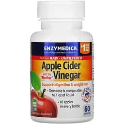 Натуральна добавка Enzymedica Apple Cider Vinegar, 60 капсул