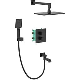 Душова система прихованого монтажу з термостатом Koer KB-67011-05 KR4727, Чорний матовий