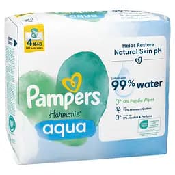 Набір дитячі вологі серветки Pampers Harmonie Aqua 192 шт. (4 уп. по 48 шт.) - мініатюра 2