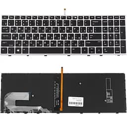 Клавіатура для ноутбука HP (EliteBook: 750 G5, 850 G5) rus, black, silver frame, підсвічування клавіш