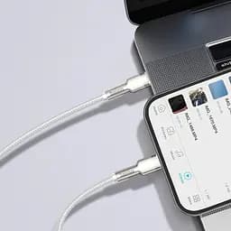 Кабель Baseus Cafule Metal Data Cable USB-C to Lightning PD 20W 1m White (CATLJK-A02) [73264] - мініатюра 3