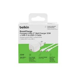 Belkin Зарядний пристрій мережевий 30Вт USB-С PD PPS, кабель USB-С > USB-C, 1 м, PVC, білий - мініатюра 7