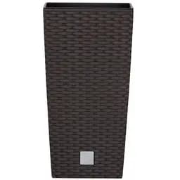 Горщик для квiтiв Prosperplast Rato квадратний високий, з вкладишем 2 в 1, 225 мм, коричневий (77963-440)