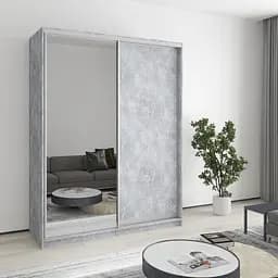 Шкаф-купе двухдверный MebelStar Комбо AL ДСП/Зеркало 160x60x210 см Бетон (MBS-2763)