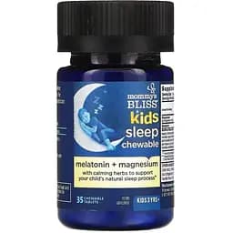 Мелатонін та магній Mommy's Bliss Kids Sleep Chewable для дітей від 3 років смак винограду 35 жувальних таблеток