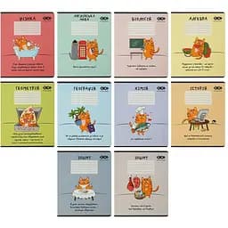 Набір зошитів ZiBi Cute Cat Kids Line шкільні 8 предметів 10 шт. (ZB1731-99)