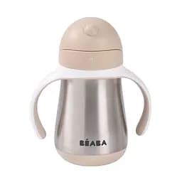 Поильник Beaba с трубочкой металлический 250 мл бежевый (913633)