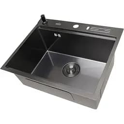 Комплект чорної мийки на кухню та змішувача Nett з нержавіючої сталі NB-5747