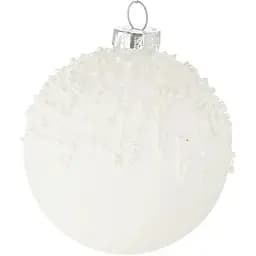 Ялинкова прикраса Chomik скляна візеунок бісер біла 8 см (BOZ4150)