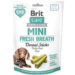 Ласощі Brit Care Mini Treats Fresh Breath для собак малих порід для свіжого подиху й здоров’я зубів 7шт./120г