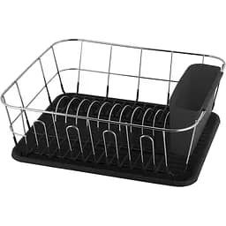 Сушилка для посуды Kamille 37x33x13.5 см черная (KM-0763C)