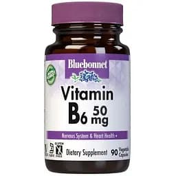 Піридоксин гідрохлорид Bluebonnet Nutrition Vitamin B6 50 mg, 90 вегакапсул