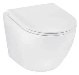 Унитаз подвесной безободковый Kroner Harz WHI493736 RIMLESS с сиденьем Slim Duroplast / Soft-close / Quick relase (KH493736WHIR) (CV029609)